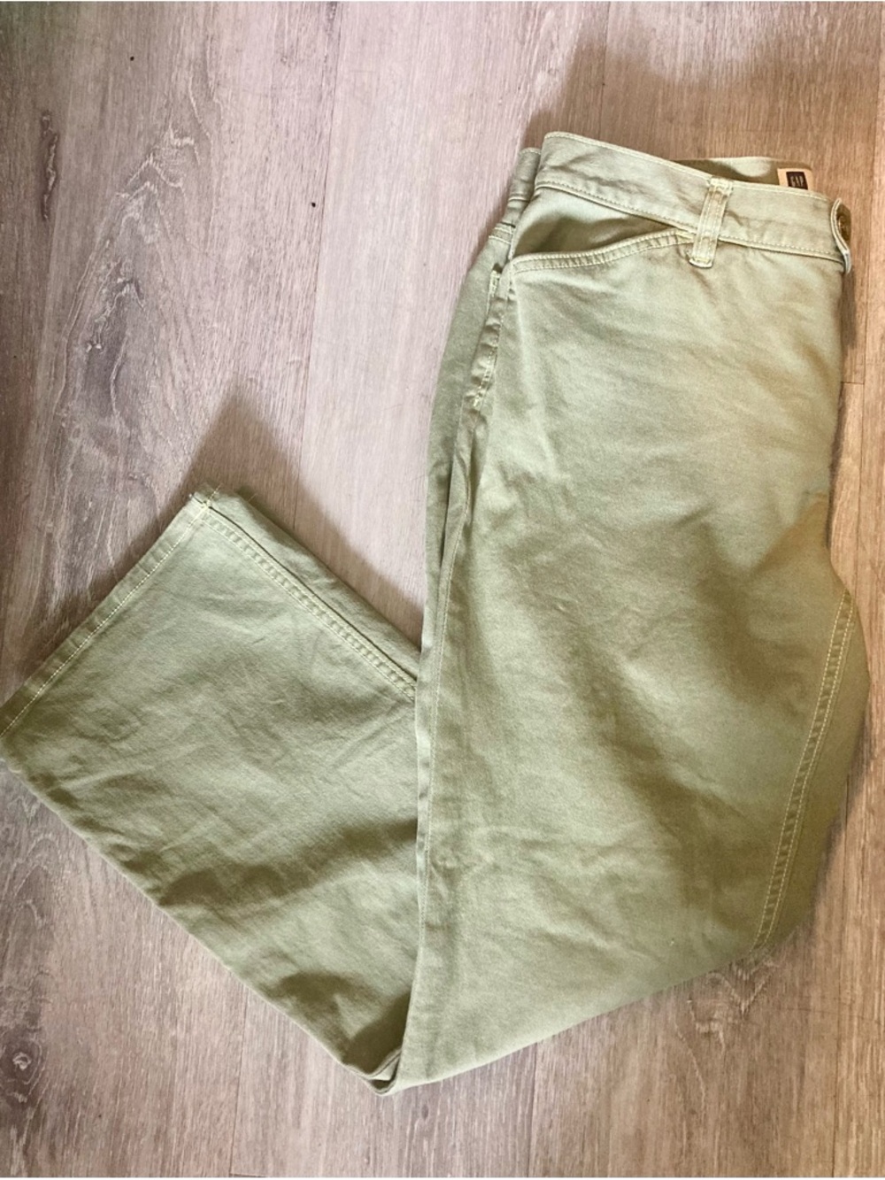 GAP Olive Green High Rise Stride Wide-Leg Ankle Jeans